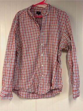 J.Crew Red & Light Blue Plaid Button-Up Shirt XL